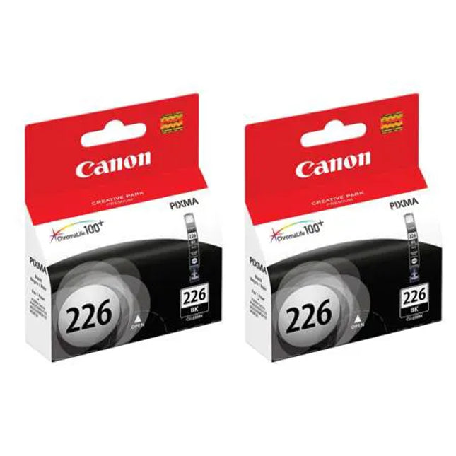 Original Canon CLI-226 (2-Pack) Standard Yield Black Ink Cartridge, 4546B001 