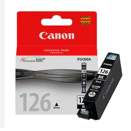 Original Canon CLI-126 Standard Yield Black Ink Cartridge, 4565B001 