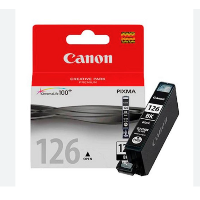 Original Canon CLI-126 Standard Yield Black Ink Cartridge, 4565B001 