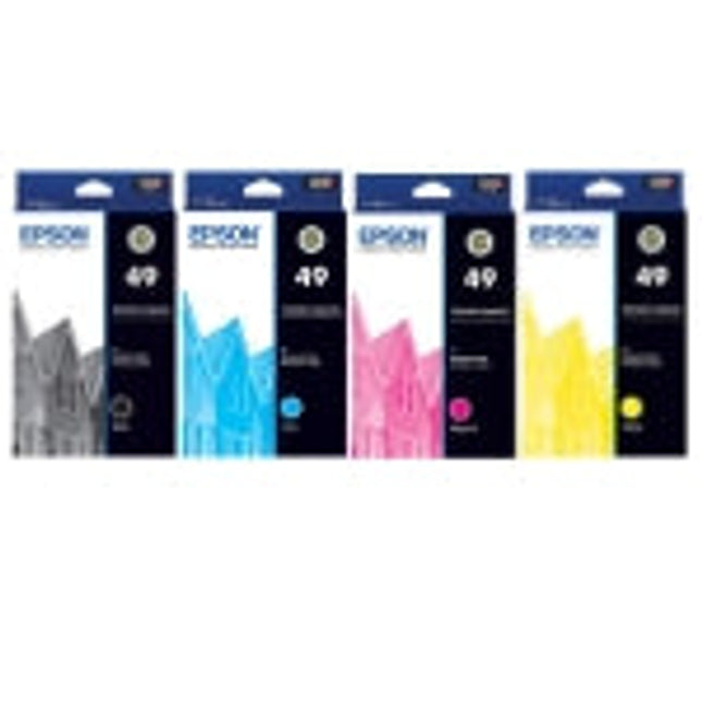 Original Epson 49 Standard Yield Tri-Color Ink Cartridge, 4-Pack