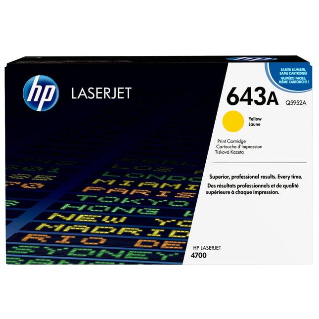 HP 643A Standard Yield Yellow LaserJet Toner Cartridge, Q5952A