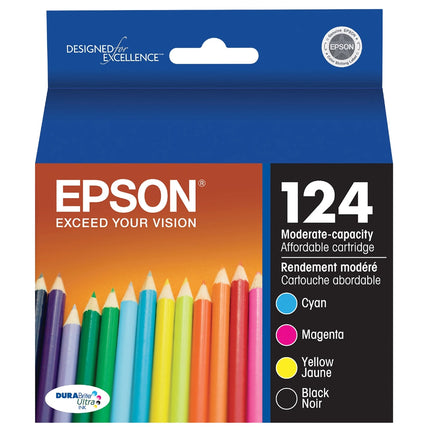 Original Epson T124 Standard Yield Multi-Color (4-Pack) Ink Cartridge, T124120-BCS