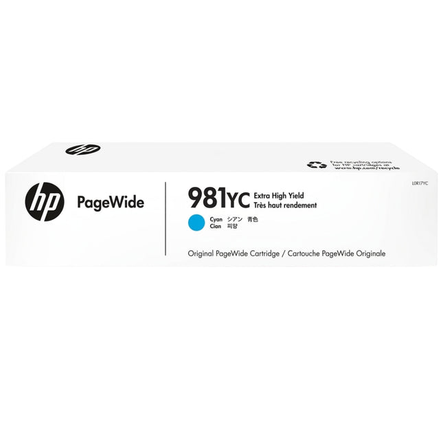 Original HP 981YC Extra High Yield Cyan PageWide Ink Cartridge, L0R17YC