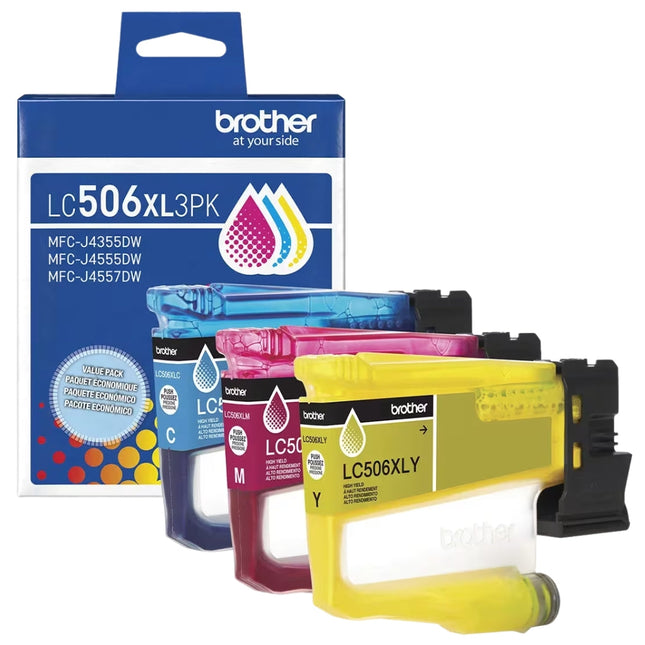 Original Brother LC506XL High Yield Multi-Color (CMY) Ink Cartridge,3-Pack