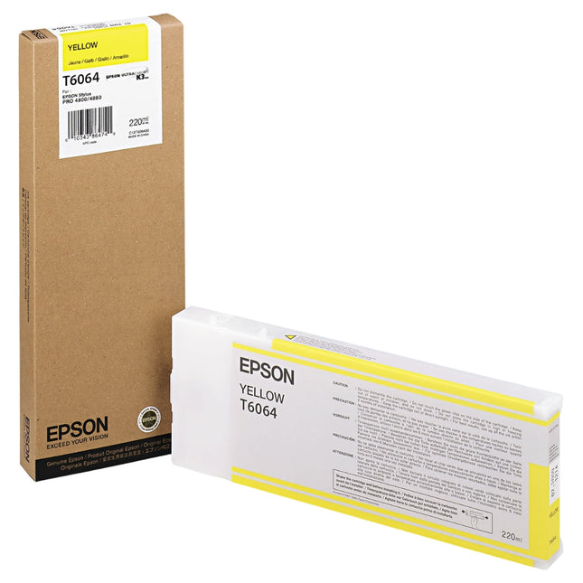 Original Epson 220ml UltraChrome K3 Yellow Ink Cartridge, T606400