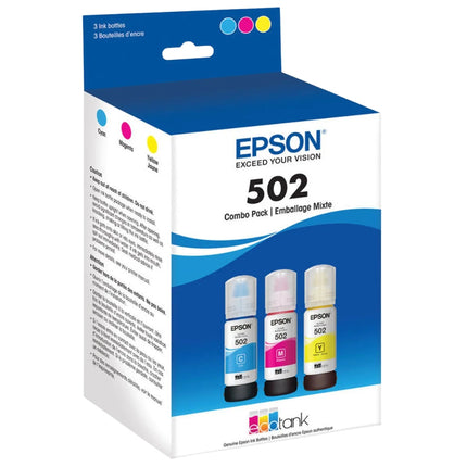 Original Epson T502 Standard Yield Multi-Color (3-Pack) Ink Bottle, T502520-S