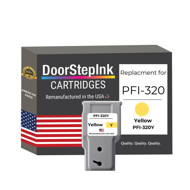 DoorStepInk Brand for Canon PFI-320Y Yellow Remanufactured in the USA Ink Cartridge, 2893C001