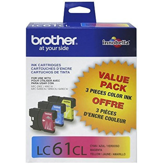 Brother LC61  Cyan, Magenta and Yellow Ink Cartridges (3 Pack)