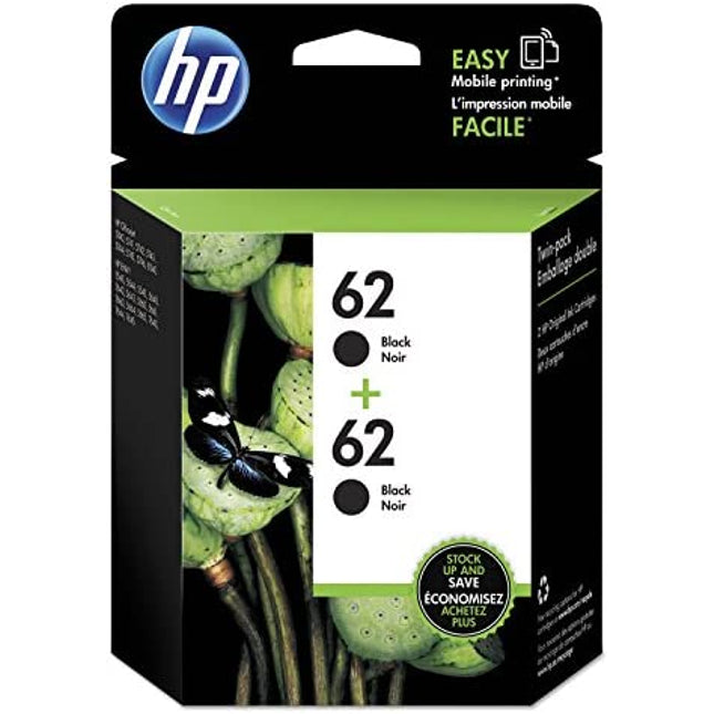 HP 62 (T0A52AN) Black Ink Cartridge- Twin Pack