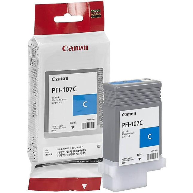 Original Canon PFI-107 130mL Cyan Ink Cartridge
