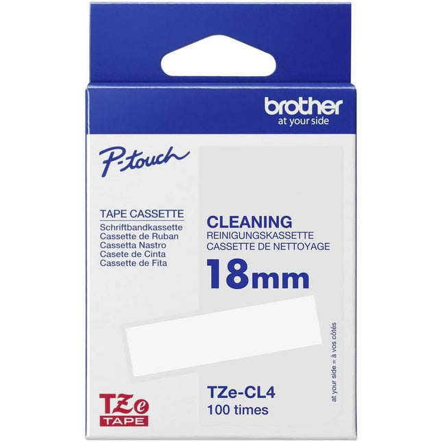 Original Brother Tze-CL4 Cleaning Tape Cassette, Black on White, 18mm (W), 100 x Uses, Genuine Supplies
