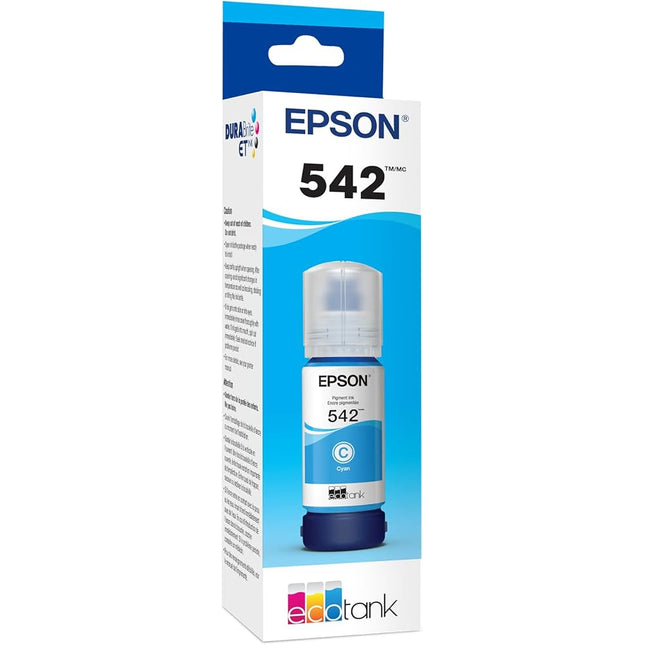 Genuine Epson 542 70ml Standard Yield Cyan Ink Bottle, T542220-S