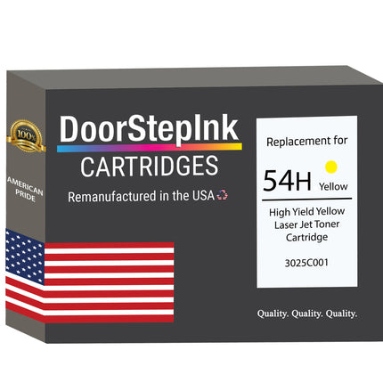 Remanufactured in the USA For Canon 054H High Yield Yellow LaserJet Toner Cartridge, 3025C001