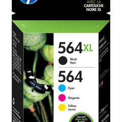 Original HP 564XL Black 564 Cyan, Magenta, Yellow ink cartridges-4 Pack