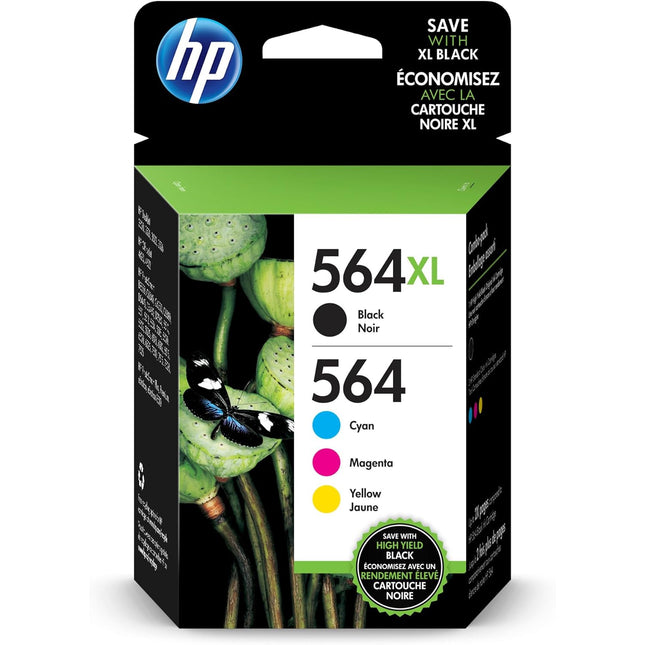 Original HP 564XL Black 564 Cyan, Magenta, Yellow ink cartridges-4 Pack