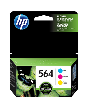 Original 564 Standard Yield Cyan, Magenta, Yellow ink cartridges-3 Pack