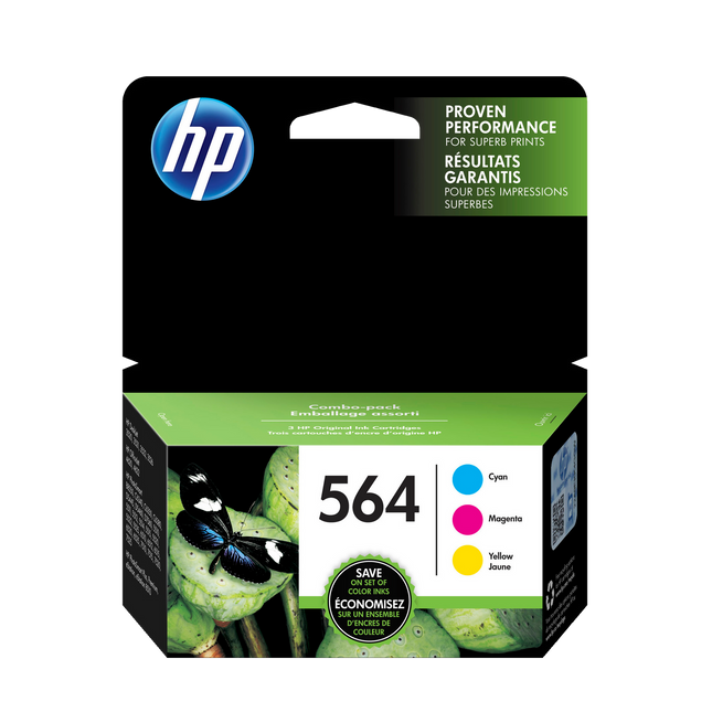 Original 564 Standard Yield Cyan, Magenta, Yellow ink cartridges-3 Pack