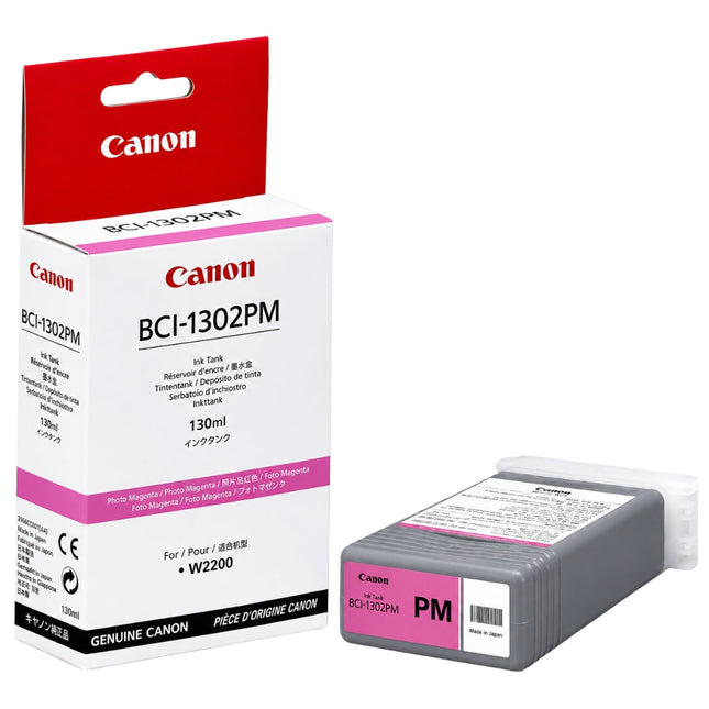 Original Canon BCI-1302PM (BCI-1302) 130-ml Photo Magenta Inkjet Cartridge