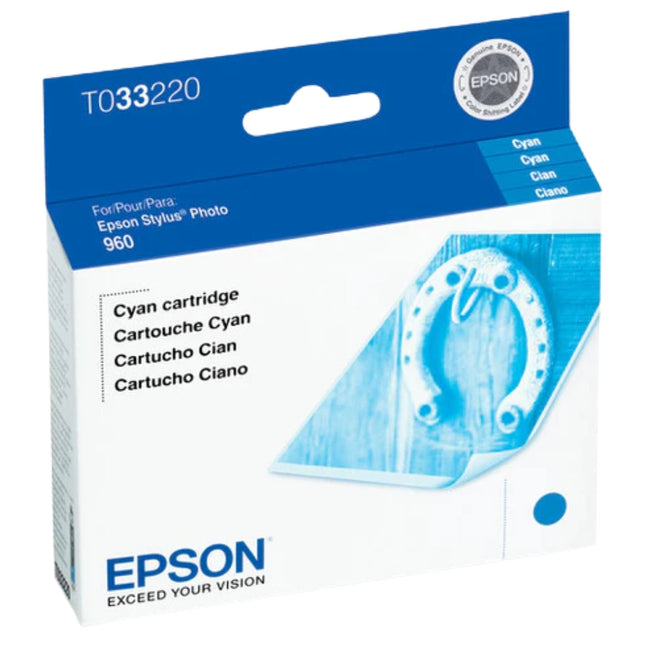 Original Epson T0332  Standard-Yield Cyan Ink Cartridge, T033220