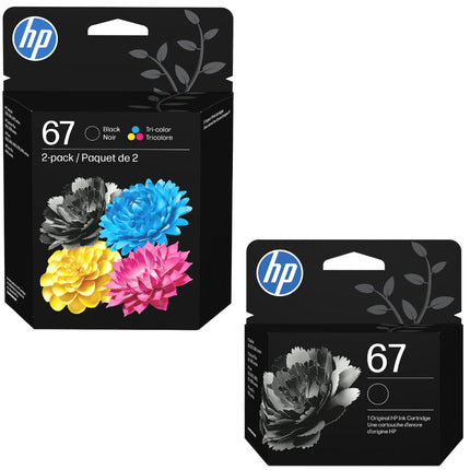 Original HP 67 2 Black and 1 Color Ink Cartridge-3 Pack