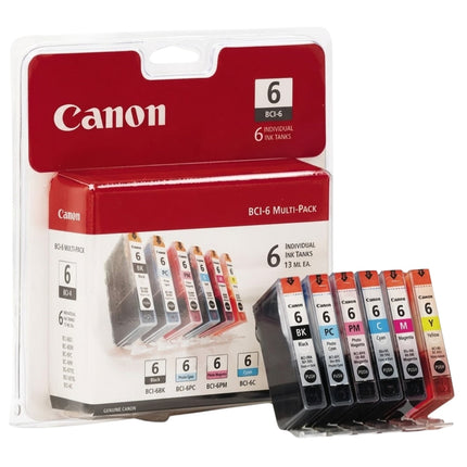 Original Canon BCI-6 Standard Yield Multi-Color Ink Cartridge, 6-Pack