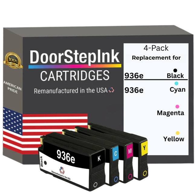 DoorStepInk Brand for HP 936e High Yield Multi-Color Remanufactured in USA Ink Cartridge, 4S6EVO4PK-VB