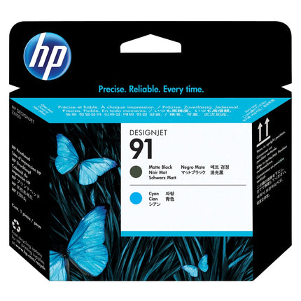 Original HP 91 (C9460A) Matte Black and Cyan Printhead Cartridge