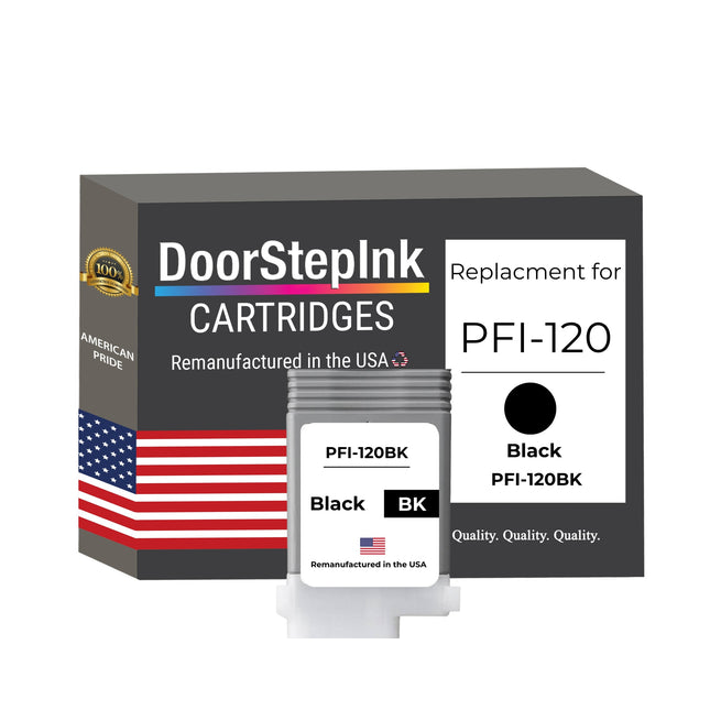 DoorStepInk Brand for Canon PFI-120BK Black Remanufactured in the USA Ink Cartridge, 2885C001