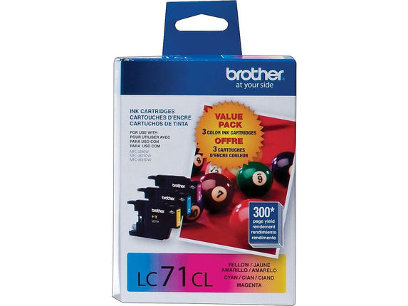 Original Brother LC71 Standard Yield Cyan, Magenta and Yellow Ink Cartridges ( 3 Pack )
