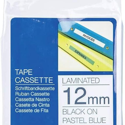 Original Brother TZe-MQ531 Labelling Tape Cassette, Black on Pastel Blue, 12 mm (W) x 4 m (L), Laminated