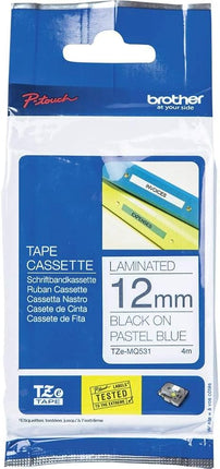 Original Brother TZe-MQ531 Labelling Tape Cassette, Black on Pastel Blue, 12 mm (W) x 4 m (L), Laminated