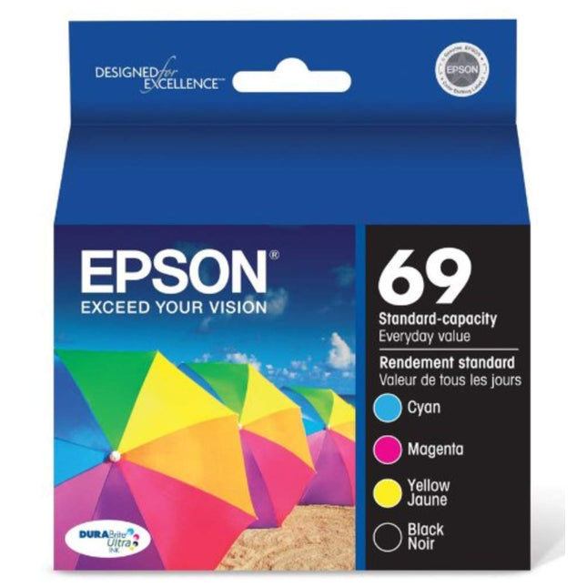 New Genuine Epson 69 Black, Cyan, Magenta and Yellow Ink Cartridges