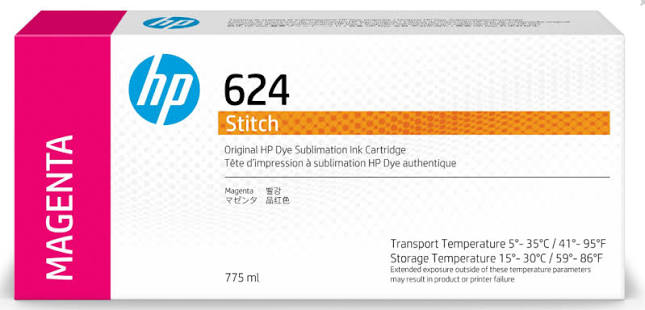 HP 624 775ml Magenta Stitch Dye Sublimation Ink Cartridges, 2LL55A