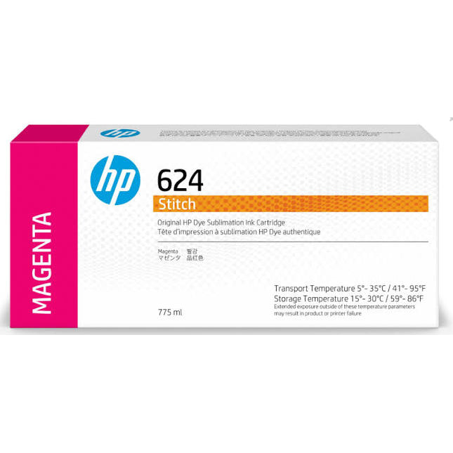 HP 624 775ml Magenta Stitch Dye Sublimation Ink Cartridges, 2LL55A