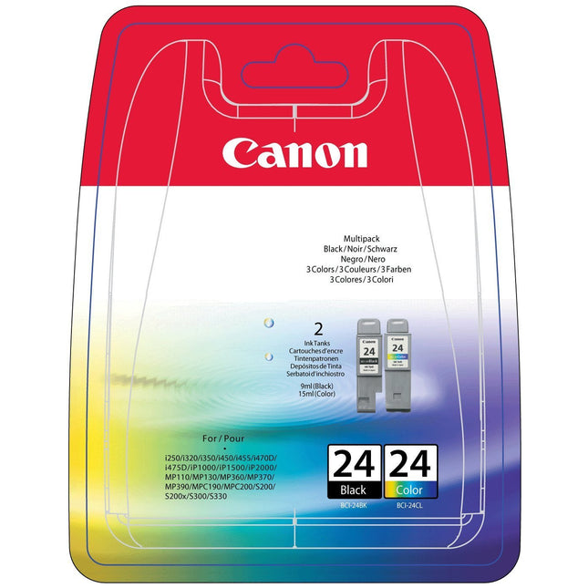 Original Canon BCI-24 Black & Color Ink Cartridge, 6881A064