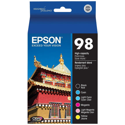 Epson 98 Black/Cyan/Light Cyan/Magenta/Light Magenta/Yellow High Yield Ink Cartridge, 6/Pack