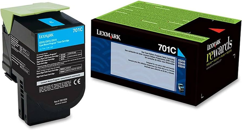 Orignal Lexmark 701C Standard Yield Cyan Toner Cartridge, 70C10C0