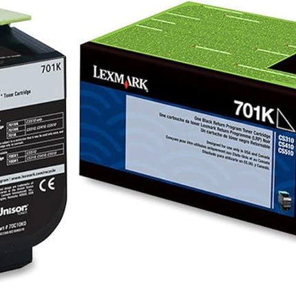 Orignal Lexmark 701K Standard Yield Black Toner Cartridge, 70C10K0