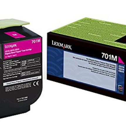 Orignal Lexmark 701M Standard Yield Magenta Toner Cartridge, 70C10M0