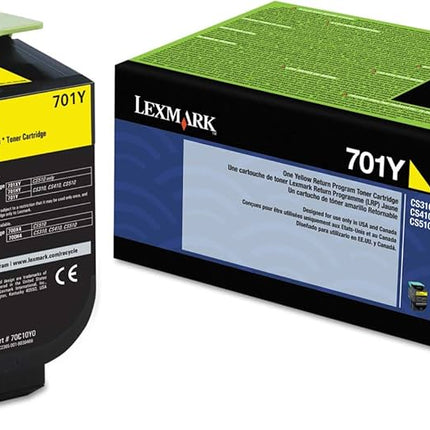 Orignal Lexmark 701Y Standard Yield Yellow Toner Cartridge, 70C10Y0
