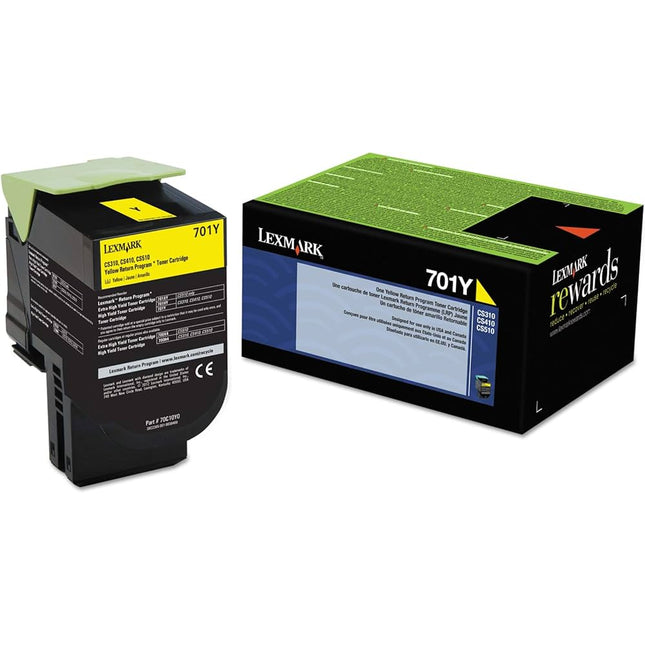 Orignal Lexmark 701Y Standard Yield Yellow Toner Cartridge, 70C10Y0