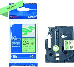 Original Brother TZe-RM54 Labelling Tape Cassette, Gold on Mint Green, 24mm (W) x 4M (L), Ribbon Tape