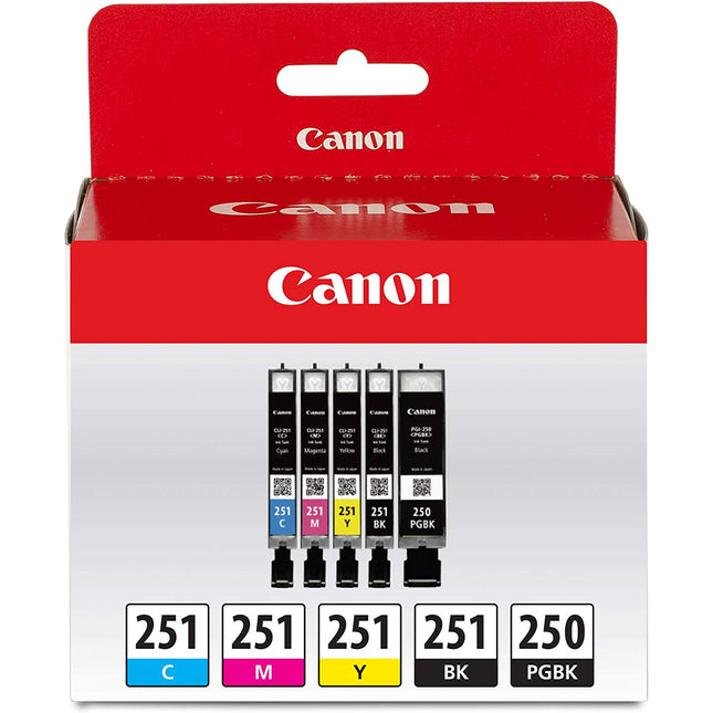 Canon PGI 250 Black & 251 Black & Color Ink Cartridge ( 5 Pack)