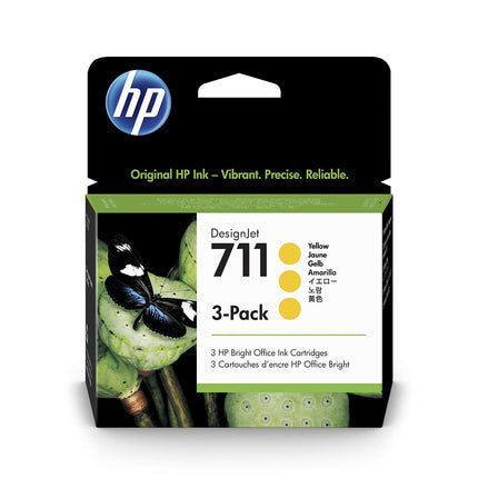 Original HP 711 Yellow (CZ136A) Ink Cartridge- Pack of 3