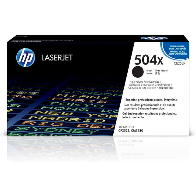 HP 504X High Yield Black LaserJet Toner Cartridge, CE250X