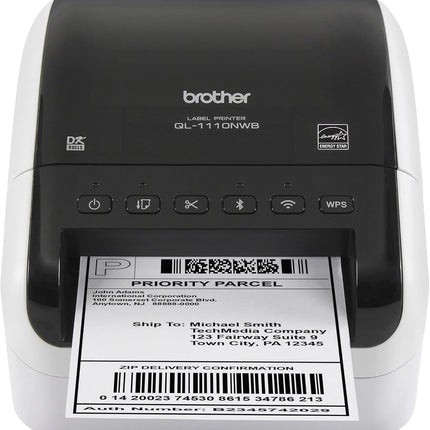 Original Brother QL-1110NWB Wide Format, Postage and Barcode Professional Thermal Monochrome Label Printer with Wireless Connectivity