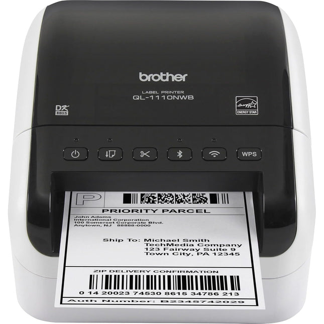 Original Brother QL-1110NWB Wide Format, Postage and Barcode Professional Thermal Monochrome Label Printer with Wireless Connectivity