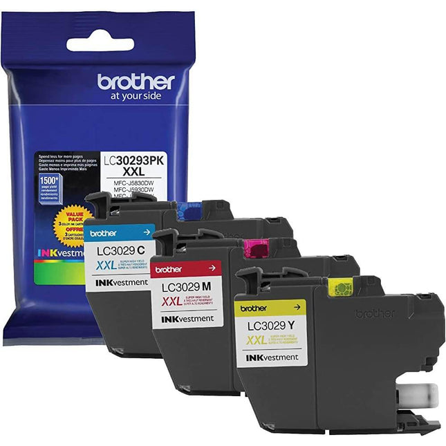 Brother LC3029 High-Yield Cyan, Magenta, Yellow Ink Cartridges, Pack Of 3