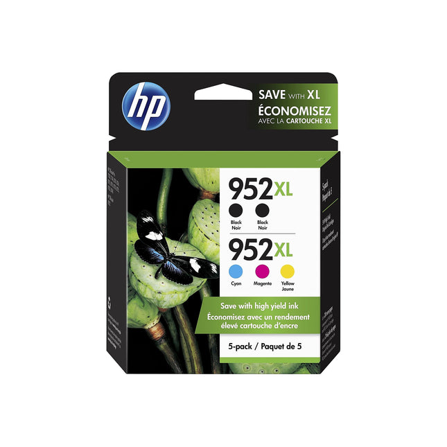 New Genuine HP 952XL 2 Black, Cyan, Magenta, Yellow Ink Cartridge - 5 Pack