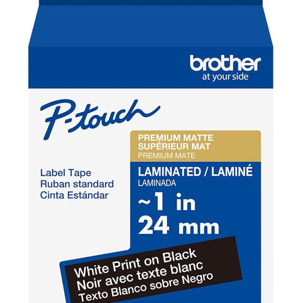 Genuine Brother P-Touch TZe, 1-1/2in x 26.2ft (36mm x 8m) White Print on Black Label Tape (TZeM355),